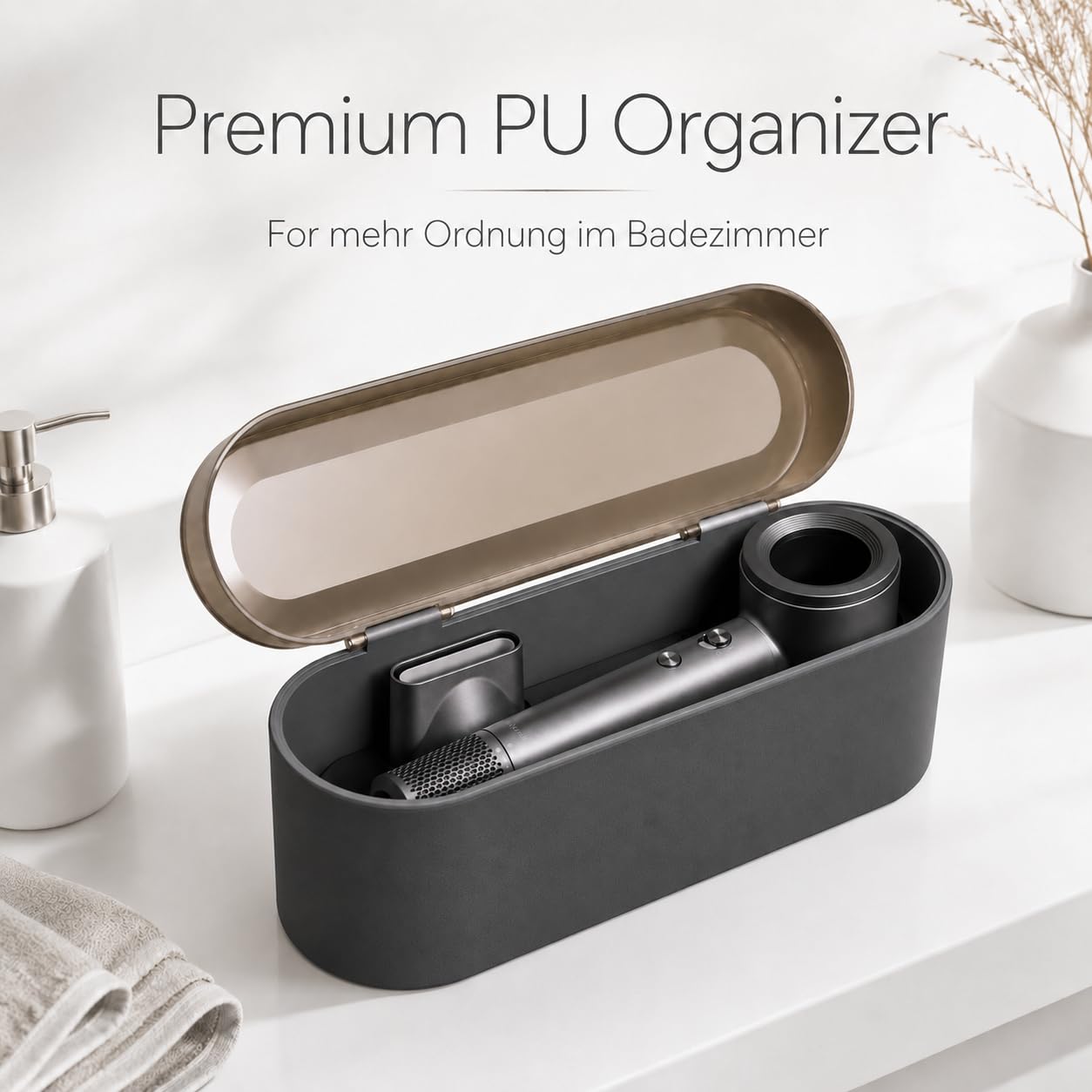 BOWEI Hochgeschwindigkeits Ionen Haartrockner mit Premium PU-Hartschalenetui Für schnelles Trocknen zuhause und auf Reisen, gegen Frizz und für glänzendes Haar