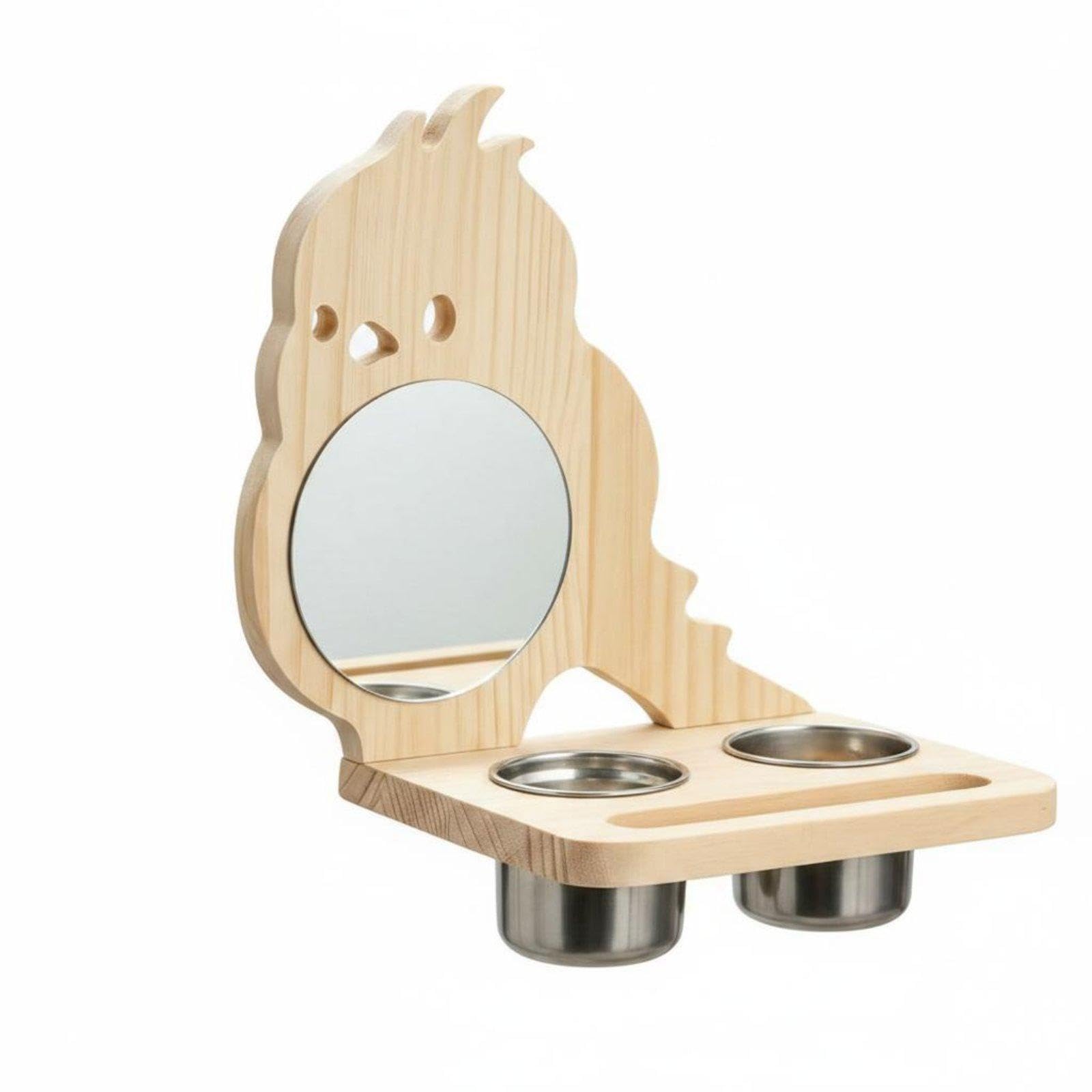 Wooden Bird Stand with Mirror Multi Use Hanging Bird Feeder with Mirror Easy to Attach Parrot Perch Feeder for Parrots, Cage|Home & Garden|Yard, Garden & Outdoor Living-image-13