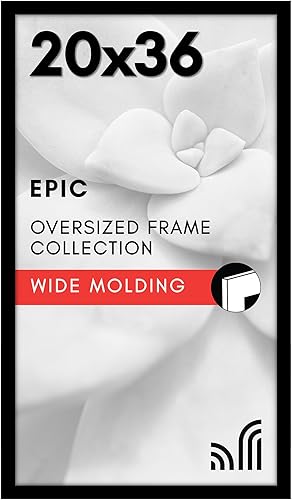 Vista 68 de Americanflat Portarretratos de 12 x 17 pulgadas con plexiglás pulido, marco de fotos color negro, marcos de fotos anchos hechos de madera