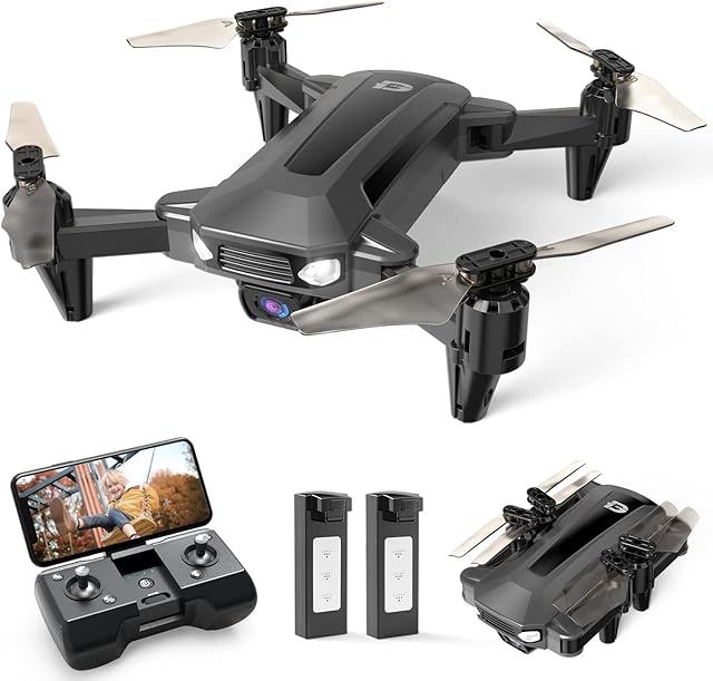 DEERC Drone for Kids with Camera 1080P HD FPV, D40 Foldable Mini Quarcopter for Beginners with Throw to Go, Altitude Hold, Voice Control, Trajectory Flight, Gesture Selfie, 3D Flips, 2 Batteries