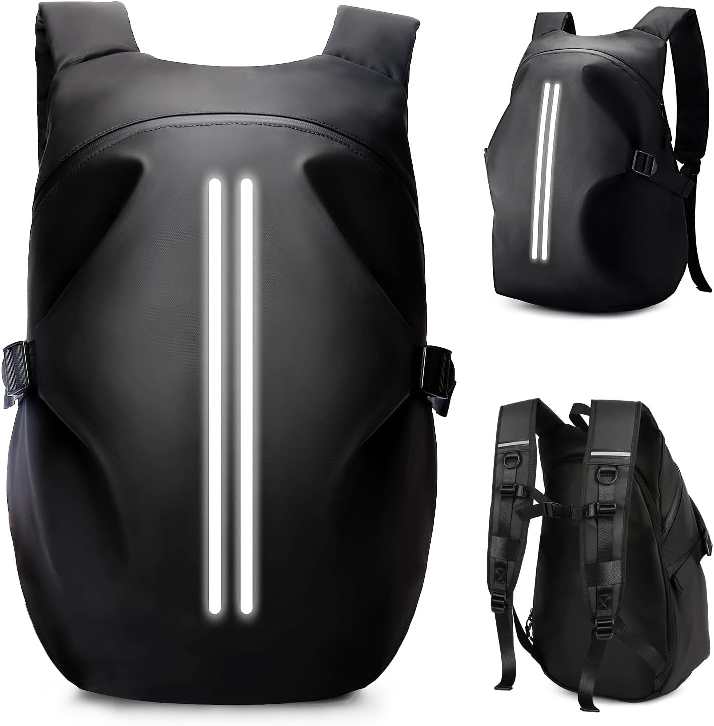 HYC00 Motorcycle Backpacks for Men Women Waterproof Motorbike Helmet Backpack, Reflective Motorbike Helmet Rucksack Bag, Motorcycle Accessories, Cycling Travel Backpacks School Bags, G-Black Small