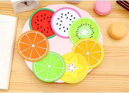 Miniatura 5 de ARTIBETTER 5 posavasos para bebidas, almohadilla de vaso, posavasos redondos, Porta Vasos de silicona en forma de fruta, portavasos para tazas,
