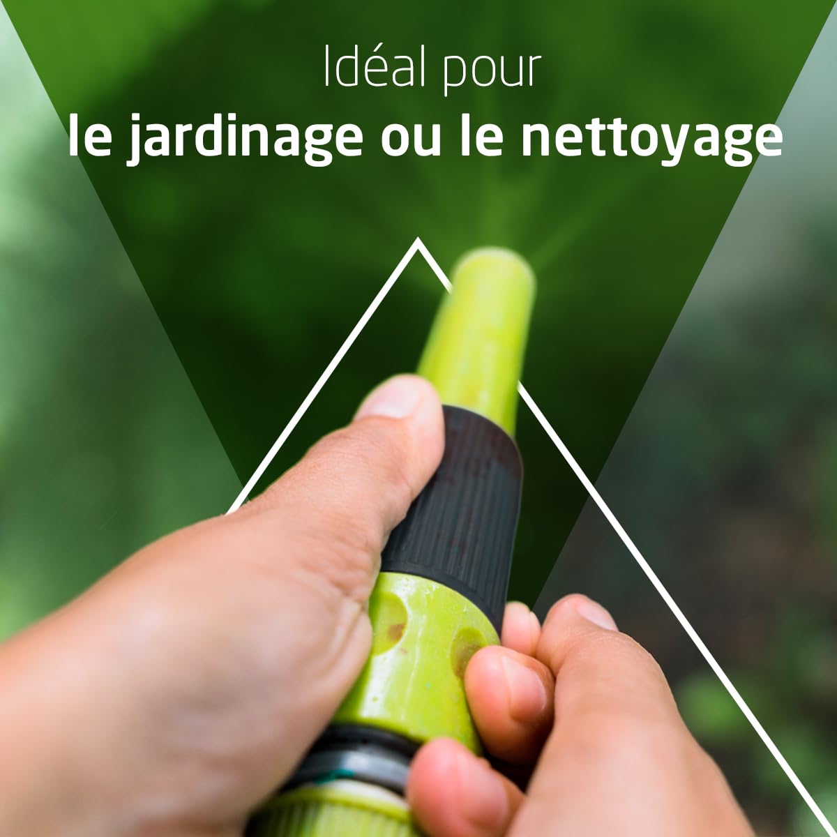 Amig - Tuyau d'arrosage en spirale de 3/8" avec accessoires de jardinage ou de nettoyage - Comprend une lance d'irrigation, un adaptateur et 2 raccords - Extensible jusqu'à 7,5 m Vert pistache