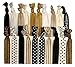 Kenz Laurenz 20-Pack Black White Gold Dots Striped Hair Bands with Ponytail Holder