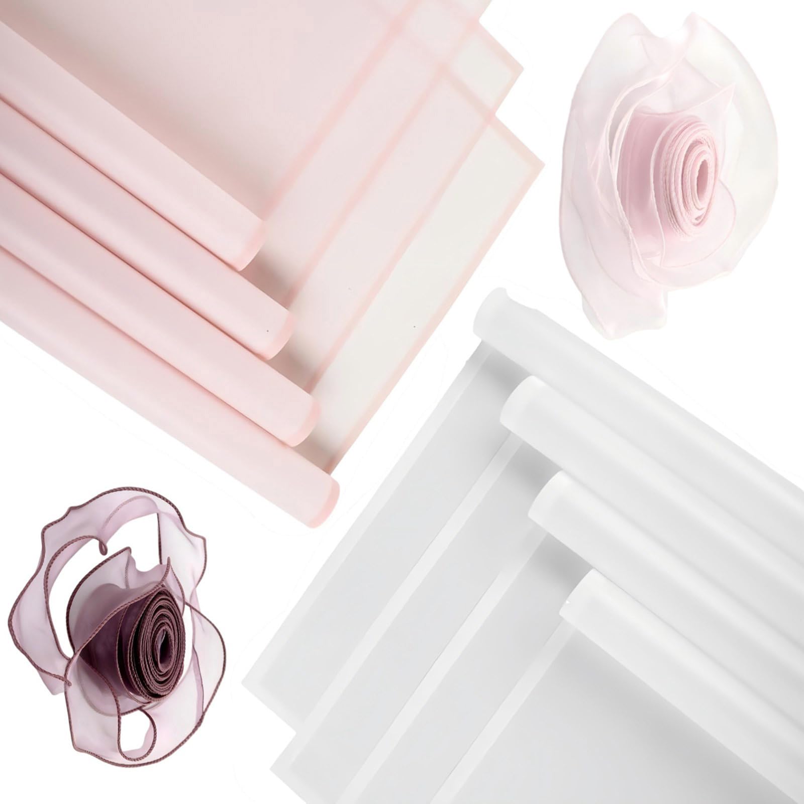 Tsophreniq Bouquet Wrapping Supplies with 40 Papers and 2 Ribbons for Creative Flower Arranging Florist Supplies Waterproof Craft Paper