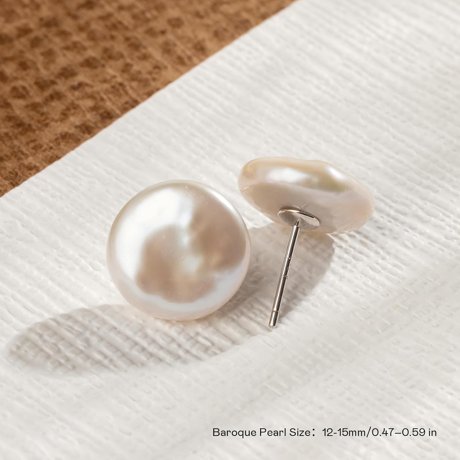 S925 Sterling Silver Women's Pearl Earrings Baroque Freshwater Pearl Earrings 12-15mm / 19-23mm Suitable for Weddings, Parties, Birthdays and Gifts