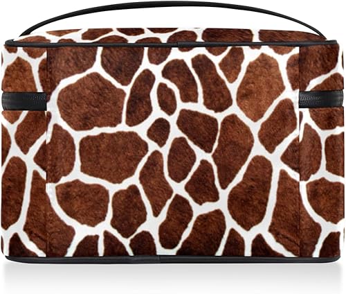 Miniatura 7 de Bolsa de maquillaje grande con estampado de jirafa para mujer, bolsa de cosméticos de viaje, bolsa de maquillaje portátil para botellas, pinceles,