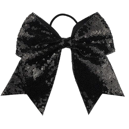 Miniatura 2 de OAOLEER 12 lazos para animar con lentejuelas de 7 pies, accesorio para el cabello para niñas, animadoras y deportes de equipo, soportes para cola de