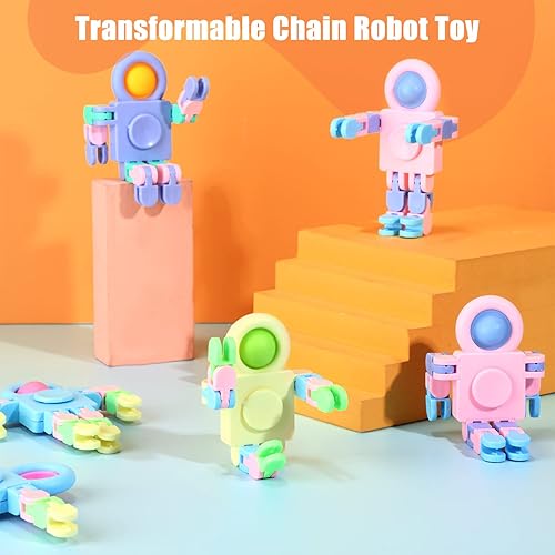 Miniatura 4 de Hanaive 24 piezas robot Fidget Spinners transformable con cadena de giroscopio para dedos, deformable, para aliviar el estrés, juguetes sensoriales
