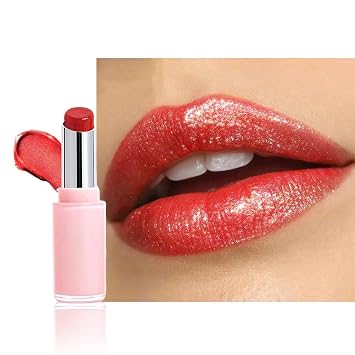 FeiCuiYun Shimmer Metallic Moisturizing Glow Plumping Lipstick Makeup, Red Lipstick with Metallic 3D Shine Lightweight Hydrating Formula, Glitter Lip Gloss Stain Long Lasting Waterproof, 01#Red