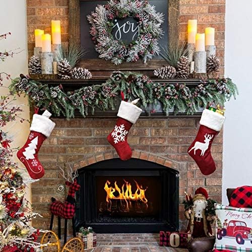 FREESOO 3PCS Christmas Stocking Sock Gift Bag Tree Decorating Supplies Festival Creative Decorative Socks Hanging Ornaments Decoration