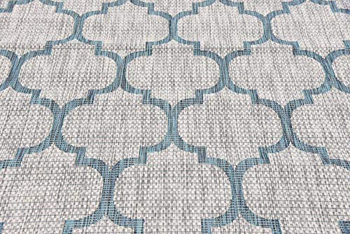 Unique Loom Outdoor Trellis Collection Area Rug (6' 1" x 9' Rectangle, Gray/ Ivory) - Image 5