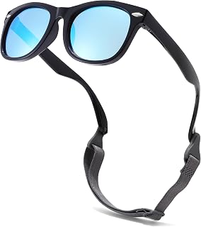 Bendable Flexible Baby Polarized Sunglasses with Adjustable Strap for Toddler Newborn Infant Age 0-24 Months