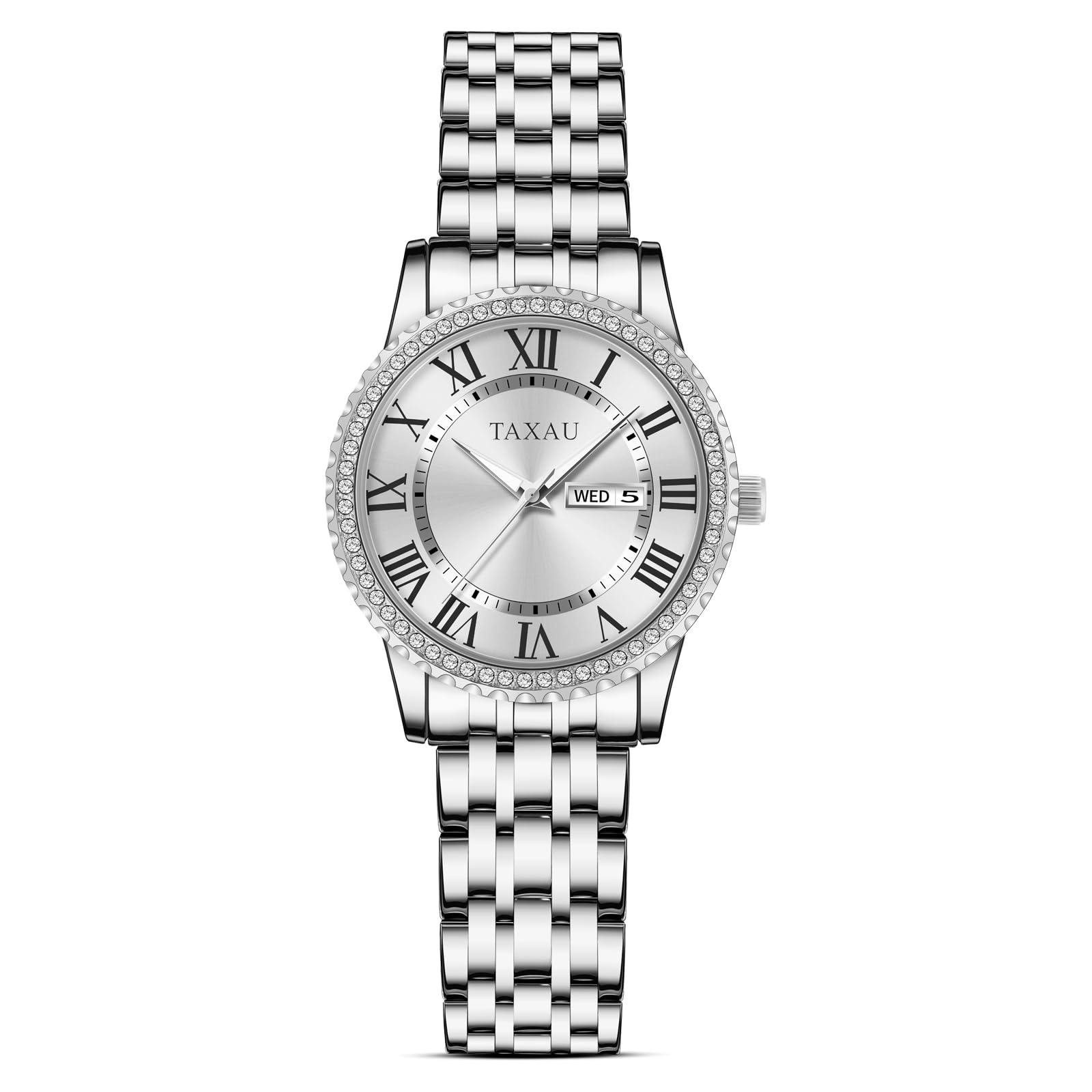 See full amazon price history chart for Taxau Women Watch Stainless Steel, Luxury Diamond Roman Numerals Ladies Dress Watch, Waterproof Quartz Day Date Watch for Women, Silver/Gold Dial Taxau Women Watch Stainless Steel, Luxury Diamond Roman Numerals Ladies Dress Watch, Waterproof Quartz Day Date Watch for Women, Silver/Gold Dial (B0CF5KKYR2) Amazon Price History, Amazon Price Tracker