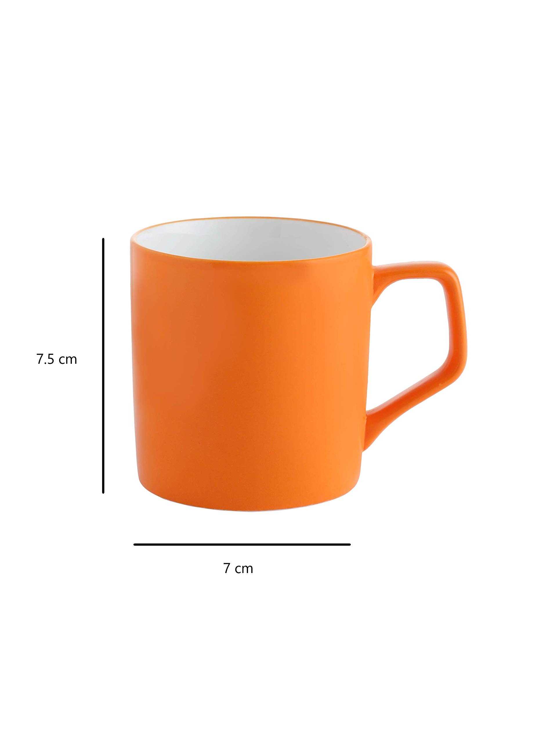 Clay Craft Fine Ceramic Orange Solid Coffee/Tea Mugs Set of 4 1