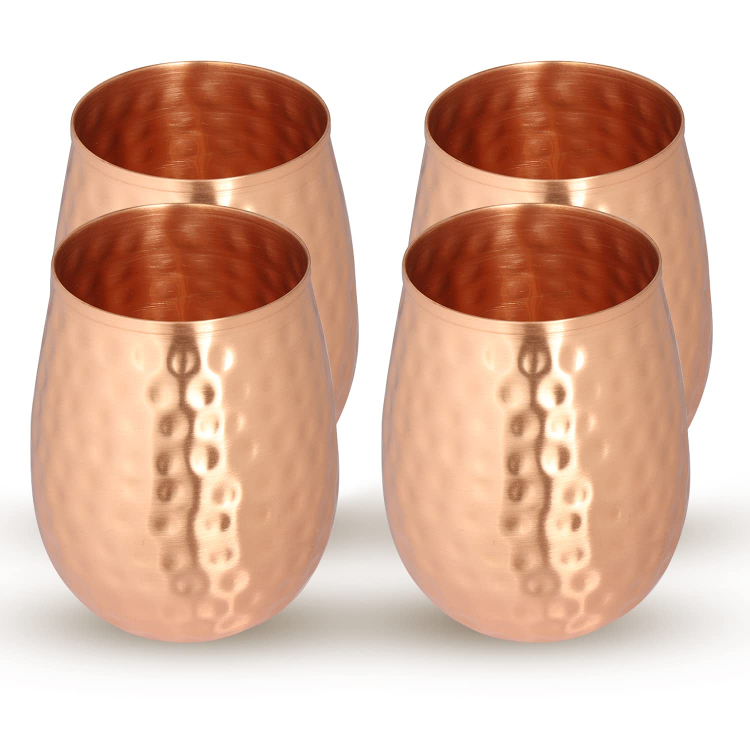 Zap ImpexCopper Wine Glasses Set of 4 Wine Cups in Solid Copper, Hammered Moscow Mule Copper Tumbler