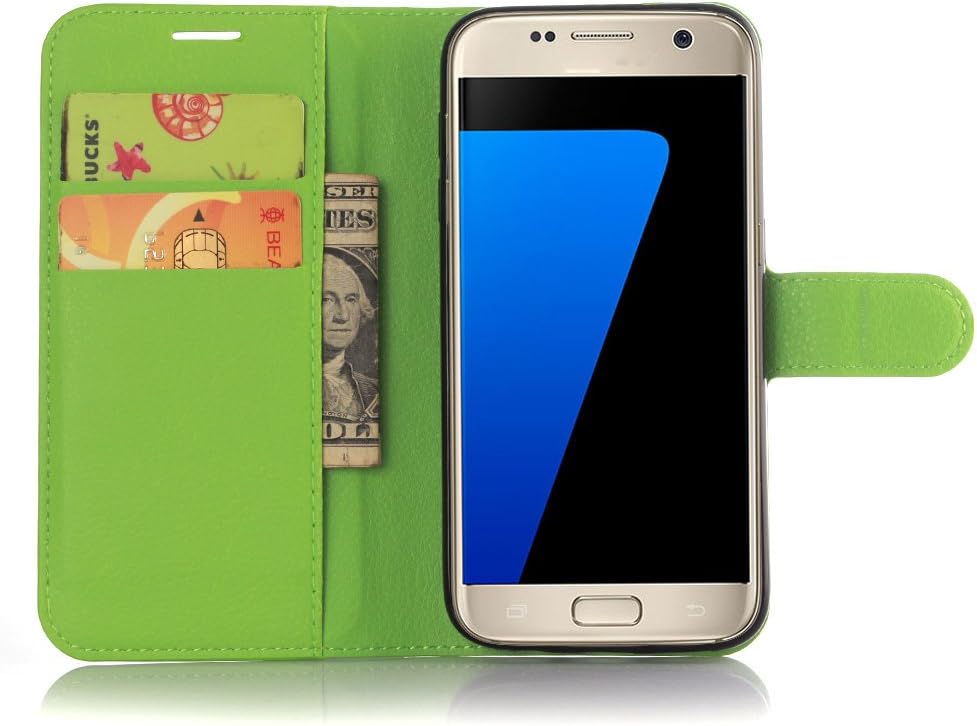 FENGYAO Samsung Galaxy s7 S7 phone shell phone holster embossed card clamshell mobile phone sets protective sleeve (绿色)