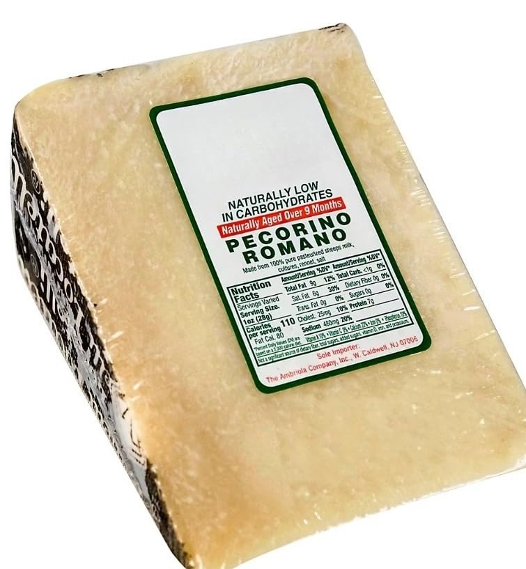 Pecorino Romano cheese will add a delicate flavor and aroma to your meals, cheese plates and salads, Naturally low in carbohydrates, Sugar-free, No trans fat [ 20 oz, 1.25 lb ]