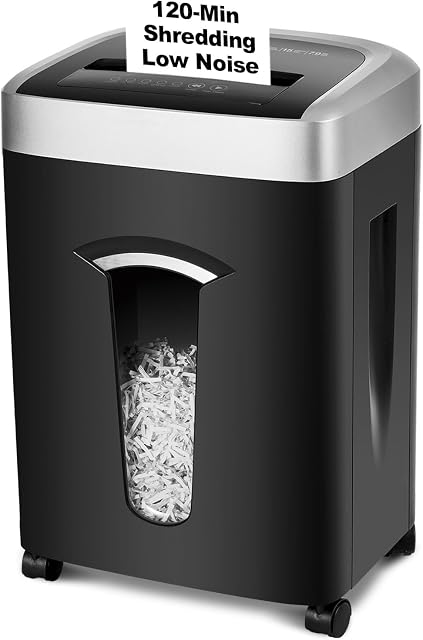 Wingwise 120-Minute Paper Shredder - 15-Sheet Capacity, 30L(7.9 Gallon) Bin, 58dB Quiet Operation, P4 Cross-Cut Heavy-Duty Shredder for Home & Office Use