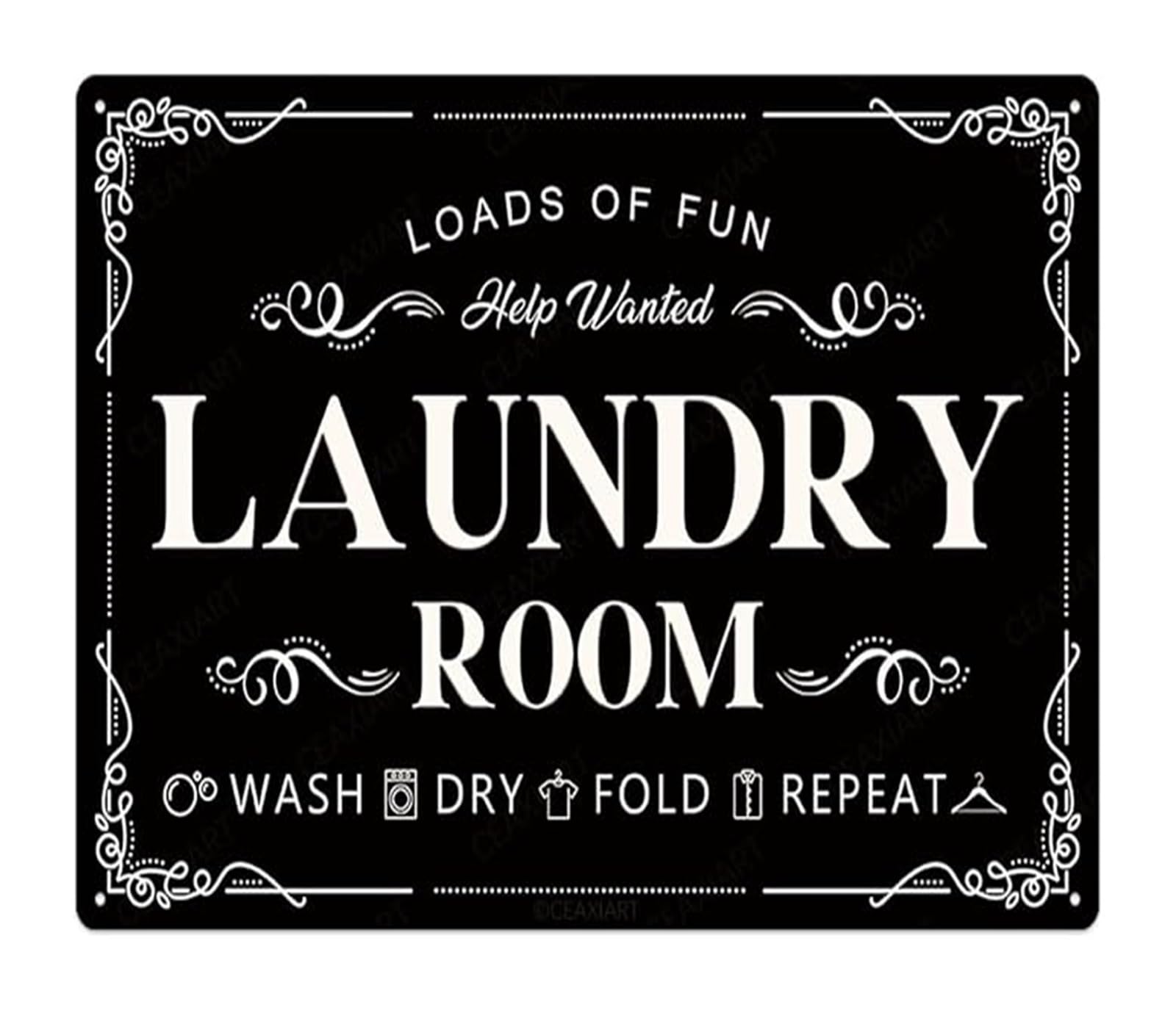 ZDVHOMCB Rustic Funny Laundry Metal Sign Vintage Retro Rules for Farmhouse Laundry Room or Kitchen Wall Decor (8 X 12 in)