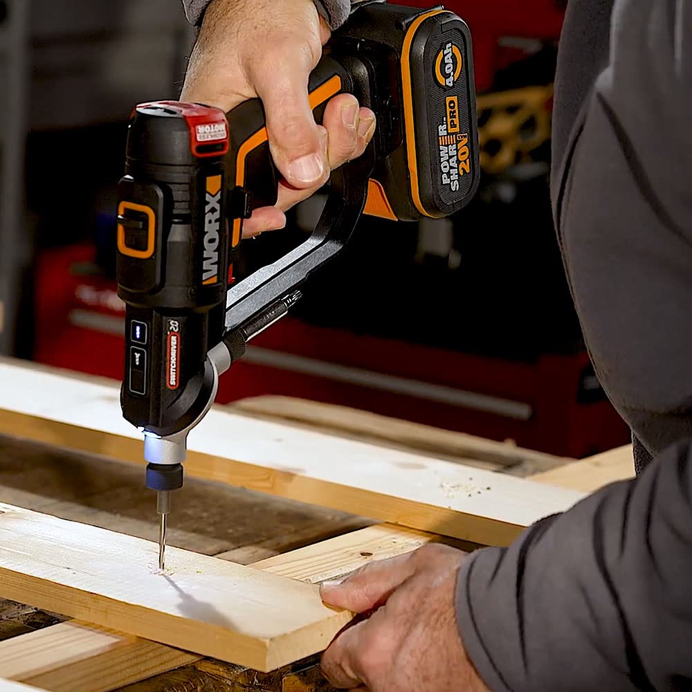 WORX WX177 NITRO wiertarko-wkrętarka akumulatorowa Switchdriver 2.0 20 V – mocny silnik bezszczotkowy do momentu obrotowego 50 Nm – szybka wymiana między 2 bitami – precyzyjne sterowanie momentem