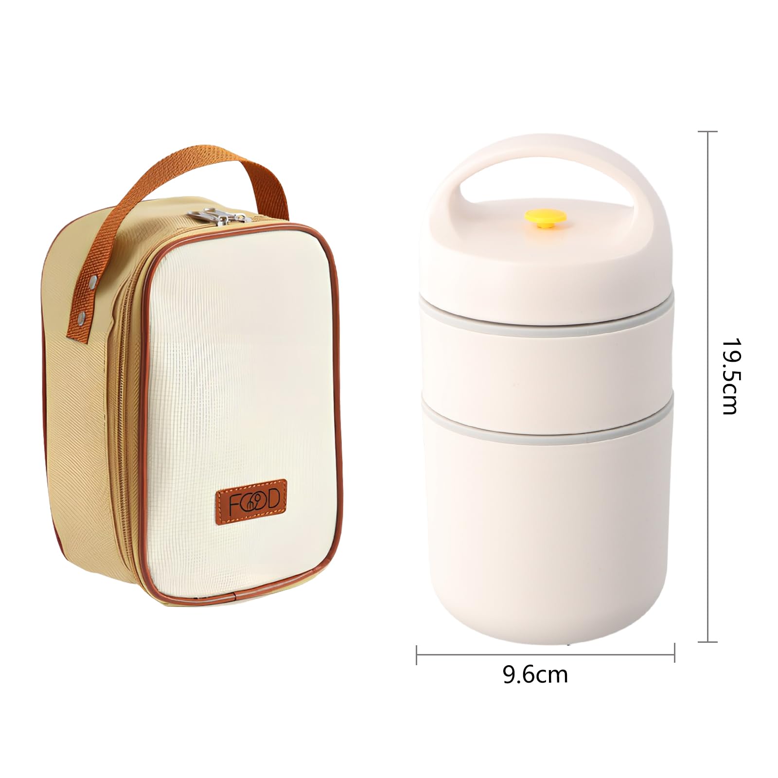 NZZVNZ Boîte Alimentaire Isotherme 1.2L Inox Avec Sac Et Cuillère - Lunch Box Chaud Froid Longue Durée Noir
