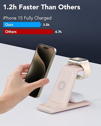 Miniatura 12 de HATALKIN Estación de carga inalámbrica 3 en 1 compatible con Apple Products Cargador de múltiples dispositivos para Apple Watch Ultra 11 10 9 8 7 SE