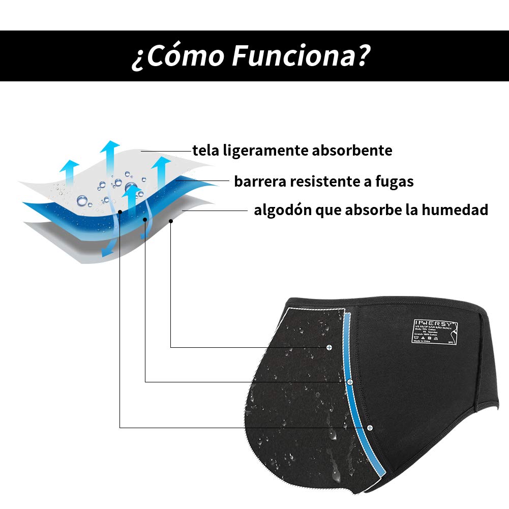 INNERSY Bragas Menstruales Mujer Cintura Baja Braguitas Algodón Ropa Interior de Protección 3 Pack — view 5