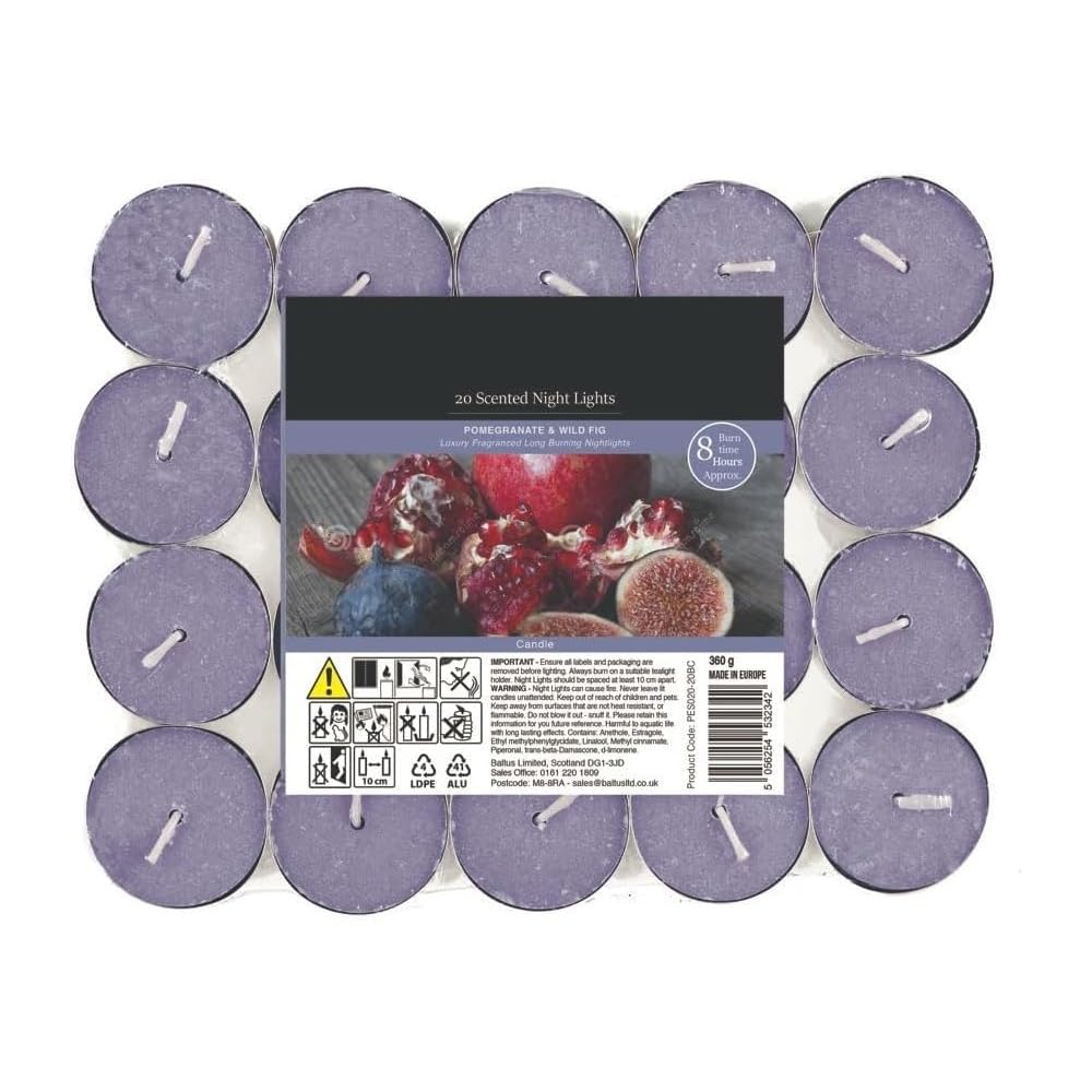 PHG Fresh Quality Scented Tealight Candles with 8 Hour Burn Time | Long-Lasting Set | Fancy Home Decoration (Pomegranate & Fig Pack 20)