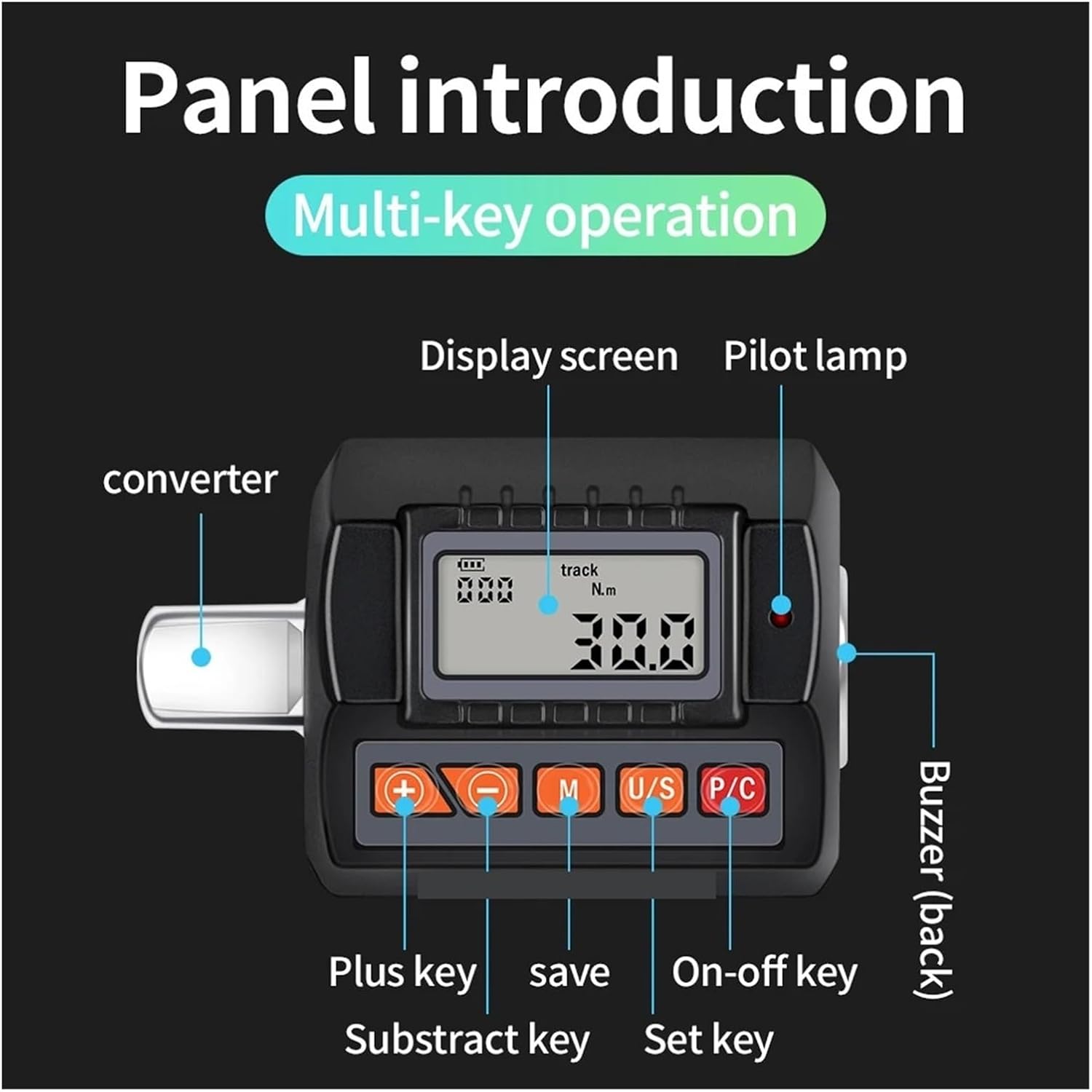 Portable Torsion Meter, 1/2" Digital Torque Meter High Accuracy 200 N.m Adjustable Electronic Torque Test Gauge Professional Torque Wrench Repair Tools,Screw Driver(200N.m)