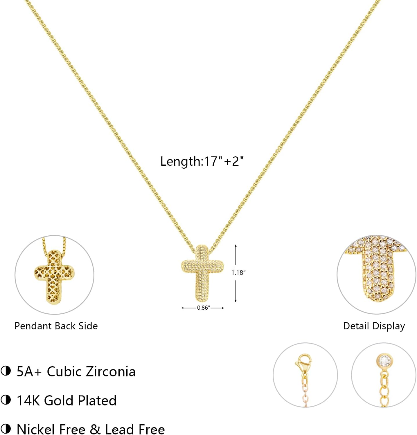 Cross Necklace for Women Gold/Silver Plated Layered Dainty Cross Chain Trendy Choker Satellite Charm Small Crucifix Pendant Gold/Silver Necklace Stackable Hypoallergenic Delicate Gift for Women - Image 4