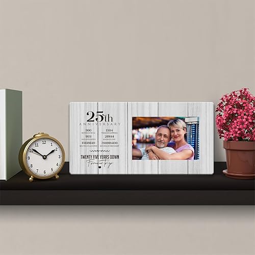Miniatura 2 de Marco de fotos de 25 aniversario, aniversario de boda 25 para ella, él, pareja, marido, esposa, feliz 25 aniversario, decoraciones para pared,