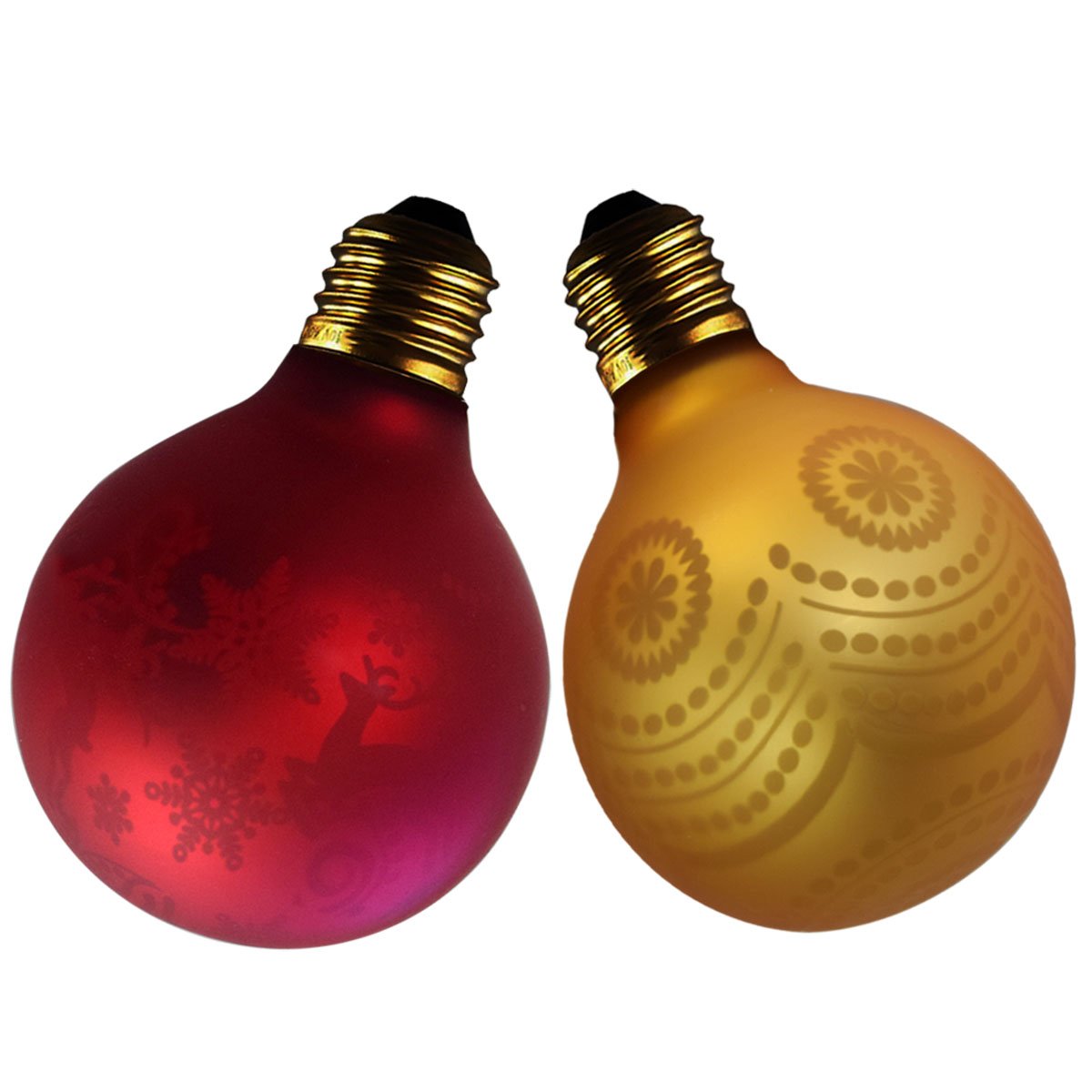 Decorative Globe LED Light Bulbs- G80 Xmas Gift Red/Royal Gold Color Handmade Painting Soft Light Beautiful Indoor Outdoor Party Christmas Holiday Decoration Bulb-E26 2Pack by Santaro