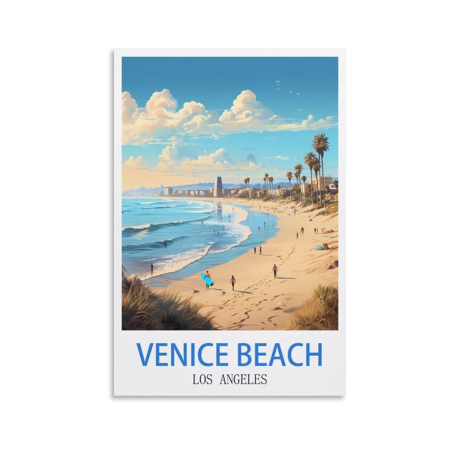 Ndoud Venice Beach Los Angeles Vintage Travel Posters Surf 20x30inch(50x75cm) Wall Art Picture Print Canvas Painting for Living Room Home Decor