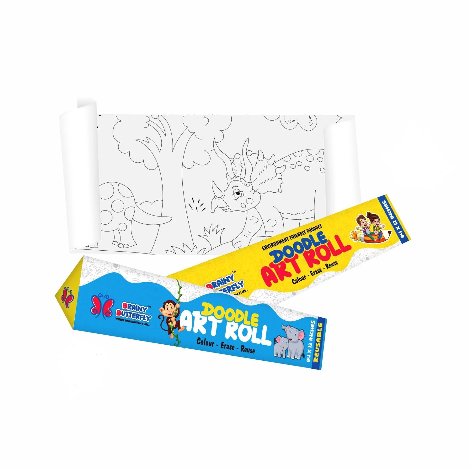 Premium BRAINY BUTTERFLY Reusable Drawing Paper Doodle Art Roll: 7ft Long Jurassic Dinosaur Theme | Activity & DIY Art & Craft Kit for 3-8 Year kids |Birthday Return Gift| Made in India | Foster Creativity, Focus, and Bonding (B0CYCHHH4L) Amazon Price History, Amazon Price Tracker