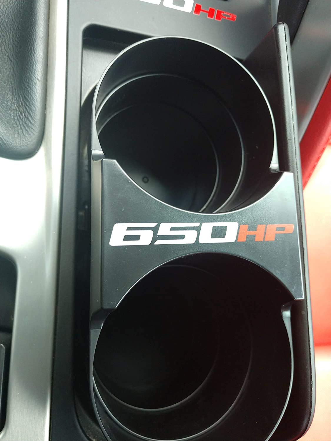 Stop Flop C7 Corvette Retractable Cup Holder, 650 HP Logo, New and Improved with Extra-Tough Locking Exterior secures Water Bottles and soda cans from Flopping Out