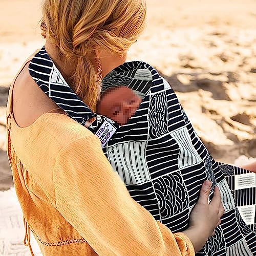 Image of UHINOOS Nursing Cover for Mom Breastfeeding, Baby Privacy Nursing Covers Up Breathable Cotton with Ajustable Hoop for Mother (Black)