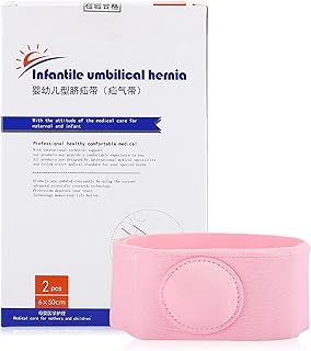 Cinto de hérnia para bebês, 2 peças faixa de umbigo para bebê envoltório de barriga infantil fichário abdominal suporte para hérnia, cinto de hérnia umbilical para recém-nascidos(Rosa)