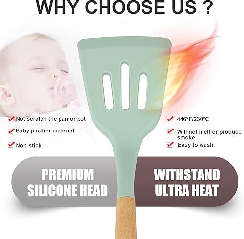 Miniatura 5 de Juego de utensilios de cocina de silicona, 12 piezas, juego de utensilios de cocina de silicona, juego de espátulas de silicona, juego de utensilios