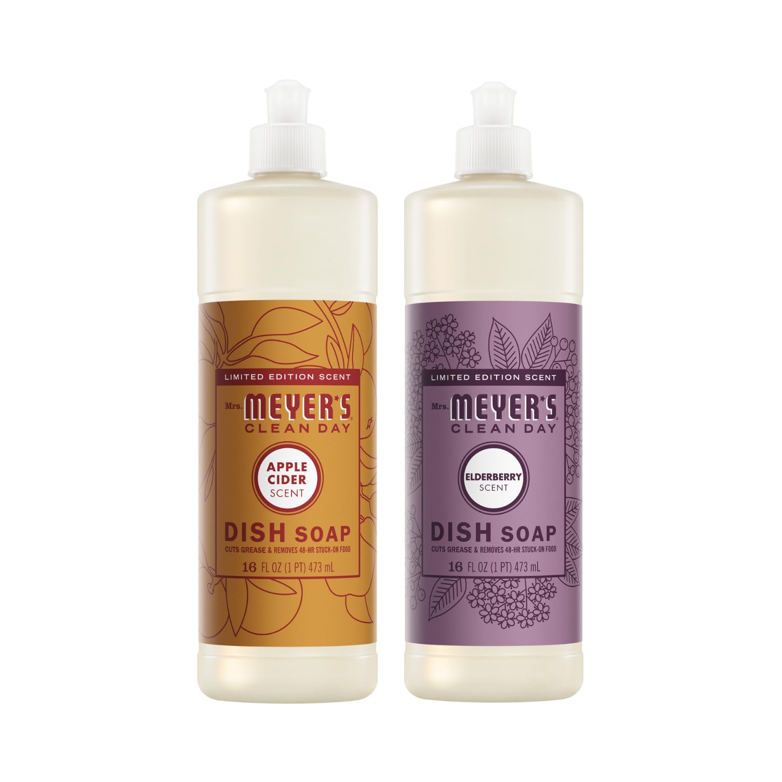 Mrs. MEYER'S Liquid Dish Soap, 1 Apple Cider, 1 Elderberry, 2 CT (Variety Pack)