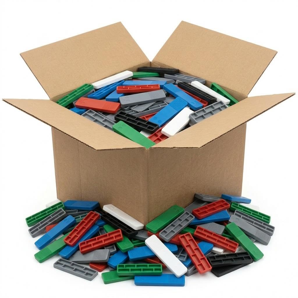 Plastic Window & Glazing Packers 1mm–6mm Assorted, Mixed Flooring Spacers, Colour Coded Plastic Shims for Window Installation, Door Fitting & Levelling – Heavy Duty Pack of 3000