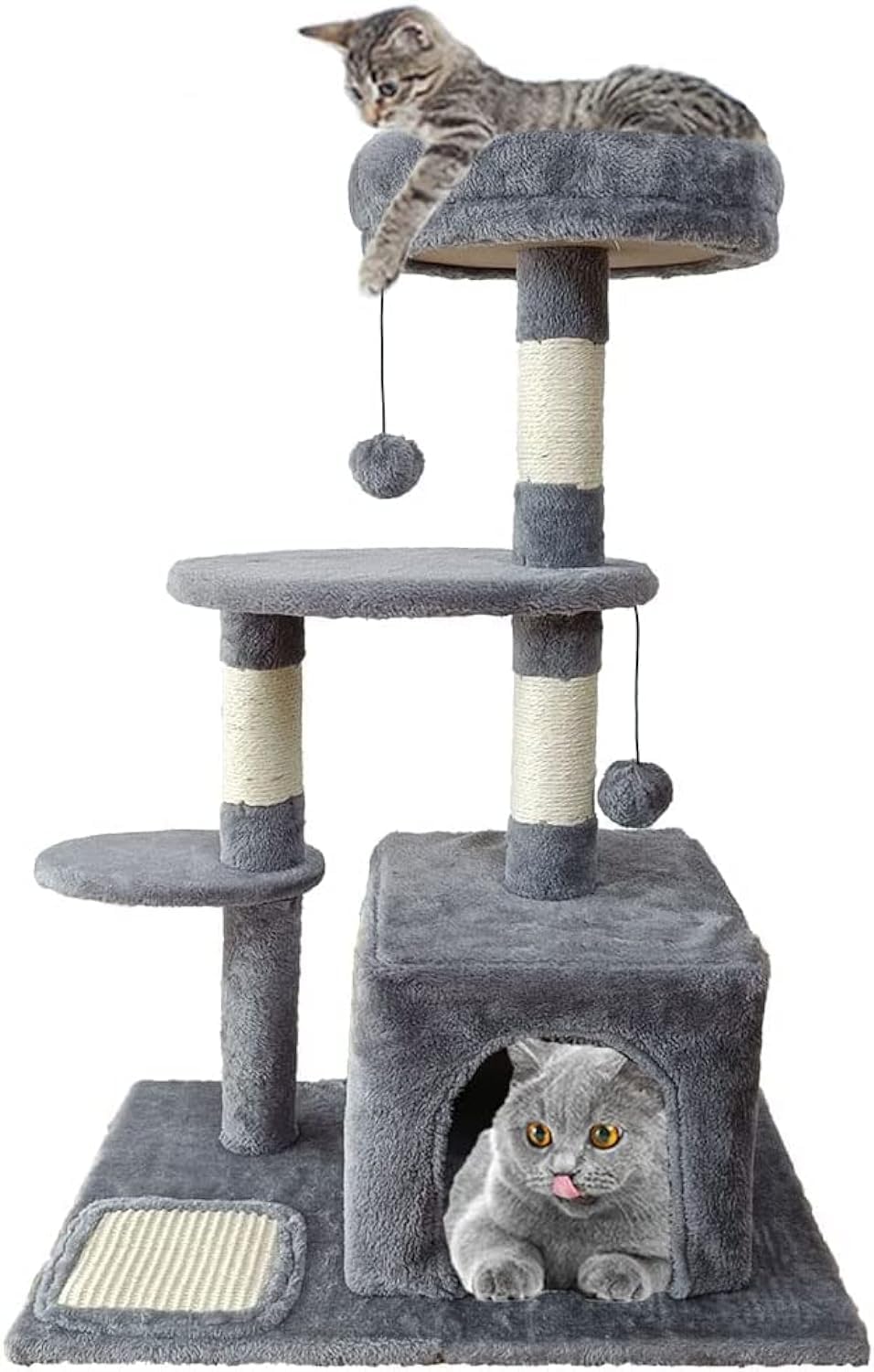 NeoStyle Cat Tree for Indoor Cats,Cat Tree Tower,Cat Bed,with Sisal Scratching Posts,Houses,Cats Activity Tower,Cat Furniture(Suitable for small cats) (3 layers, Grey)