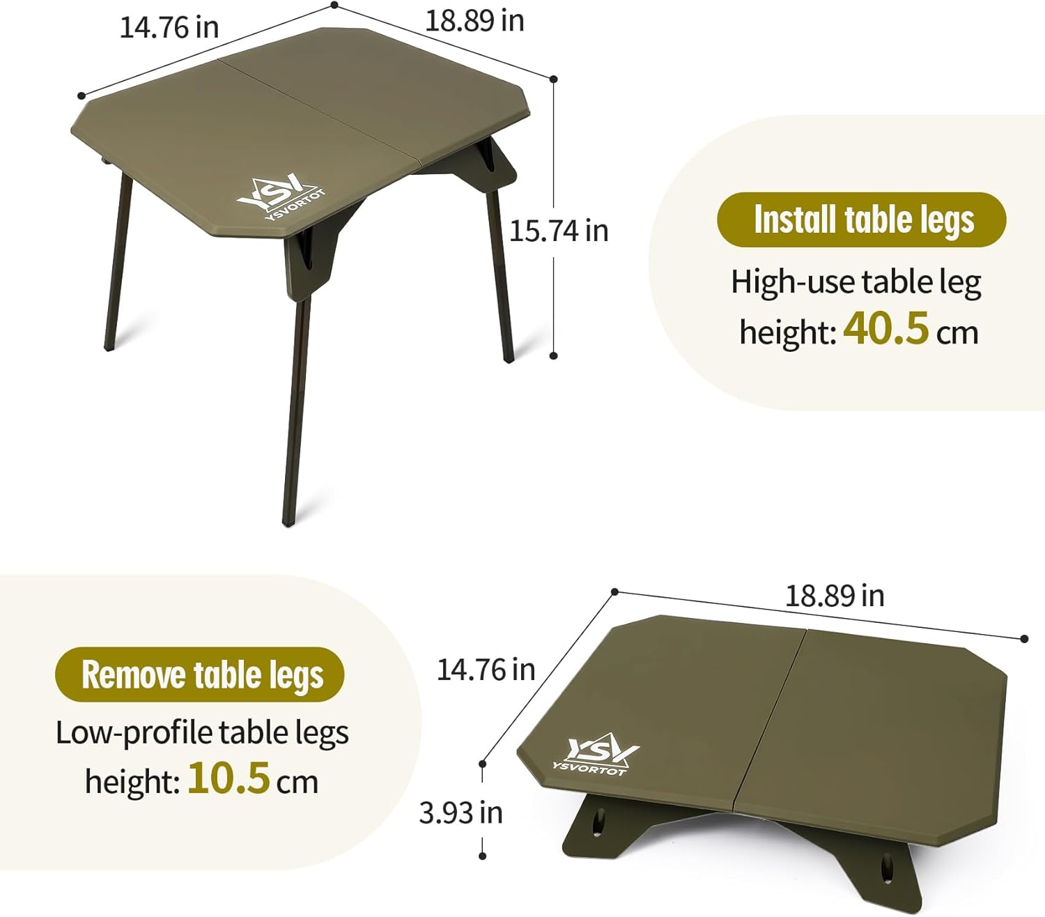 Ultralight Folding Camping Table - 2 Height Adjustable Portable Outdoor Picnic Beach Desk with Carry Bag,Compact for Backpacking,Camp,Travel,Patio