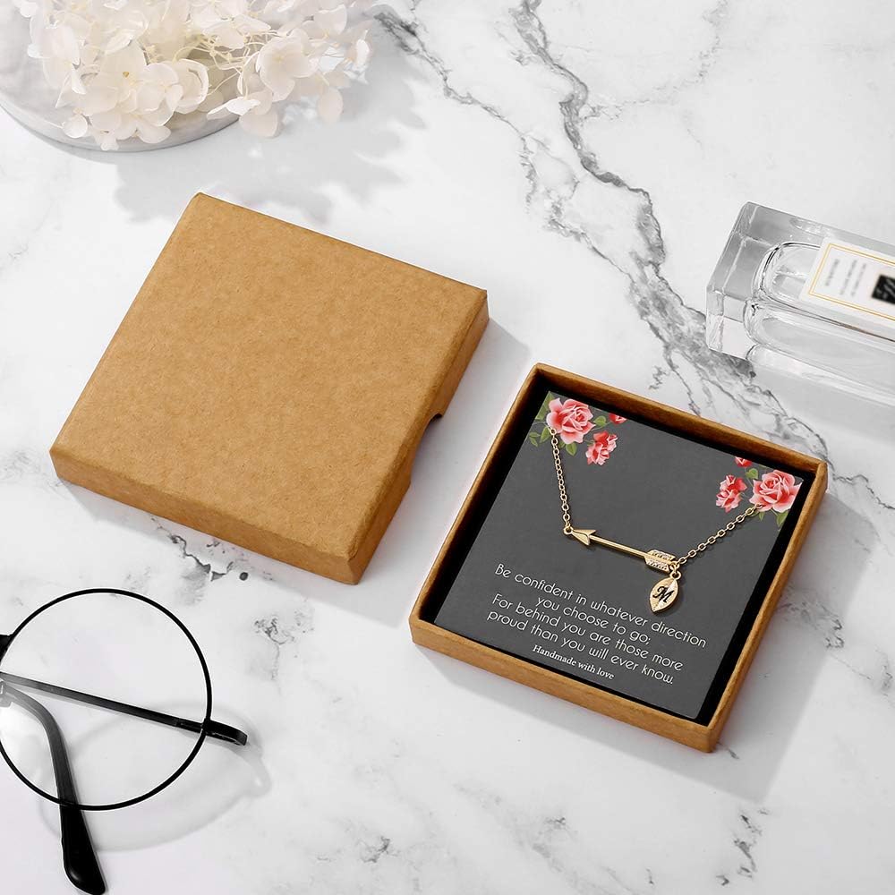 IEFLIFE Graduation Gifts for Her - 14K Gold Plated Arrow Initial Graduation Necklace Class of 2026 Gifts College Gift for Women Best Friends Sister