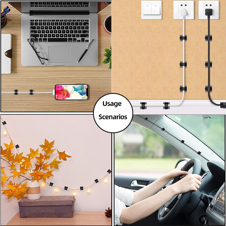 Miniatura 6 de 100 clips adhesivos para cables (pequeño, mediano, grande), soporte de alambre para gestión de cables, clips de luz al aire libre, ganchos de luz