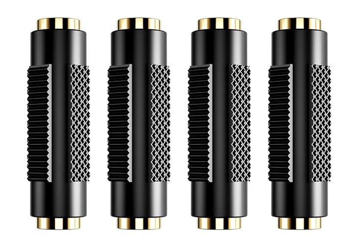 PANPEO 3.5 mm Female to Female Adapter, 3.5mm Stereo Jack to 3.5mm Stereo Jack Adapter Connectors Stereo Coupler Female to Female Gold Plated -4pack