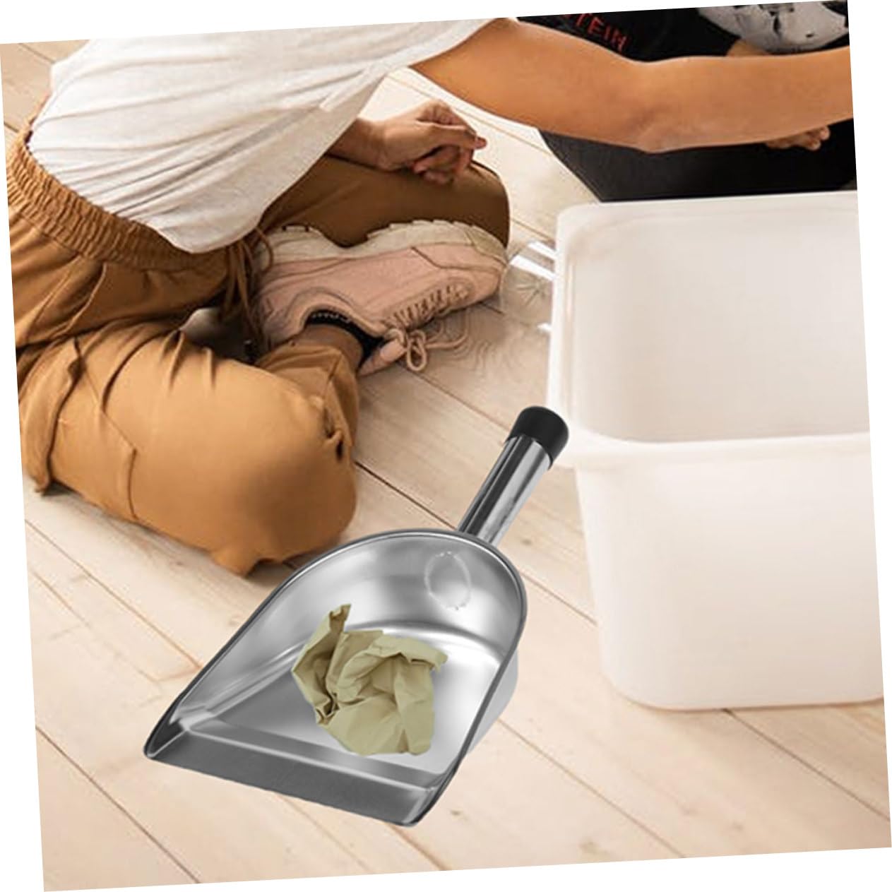 Edelstahl Handkehrschaufel mit Ergonomischem Griff, Silber