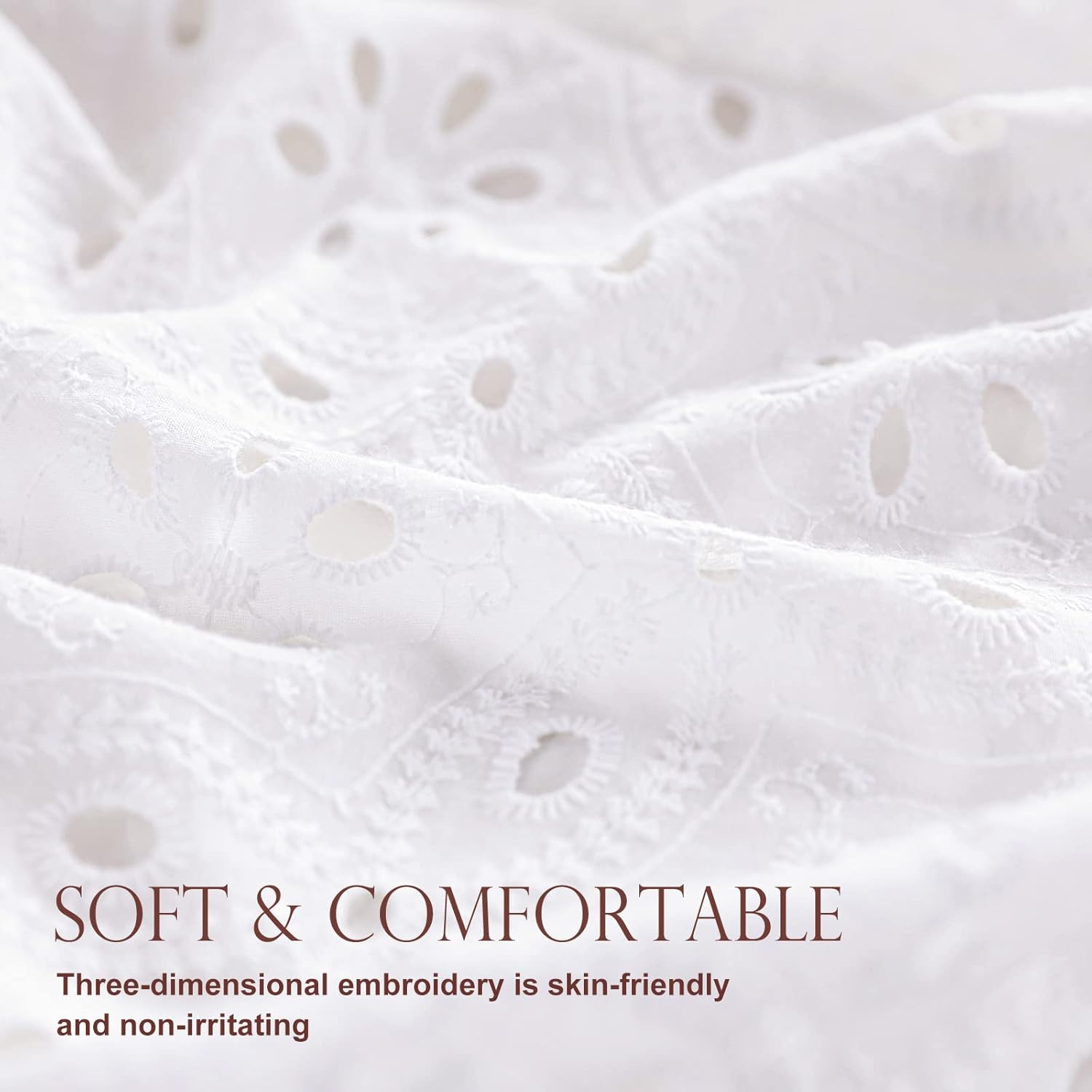 ISAENNE Vintage Ruffle Tablecloth for Square Tables,Farmhouse Embroidered Cotton White Lace Table Cloth Cover Decor for Dining Room Wedding Banquet Thanksgiving Christmas,63"*63"