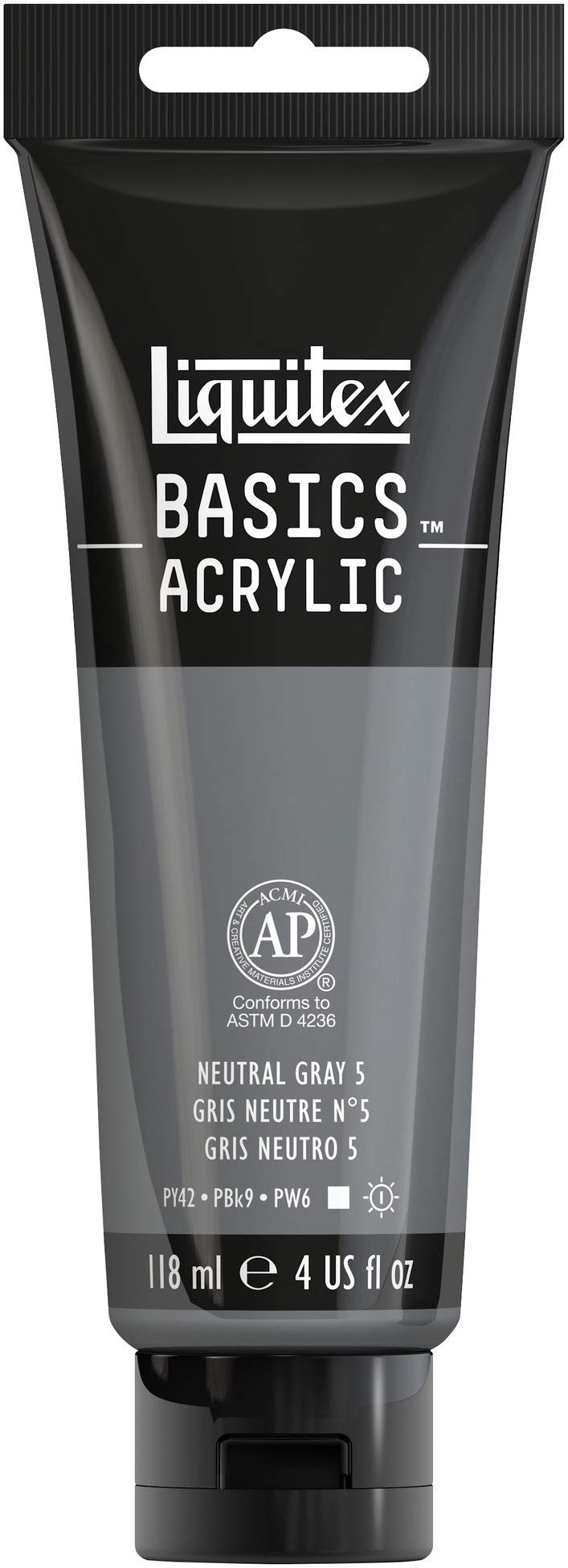 Liquitex Basics Acrylic, 118 ml Tube - Neutral Grey 5