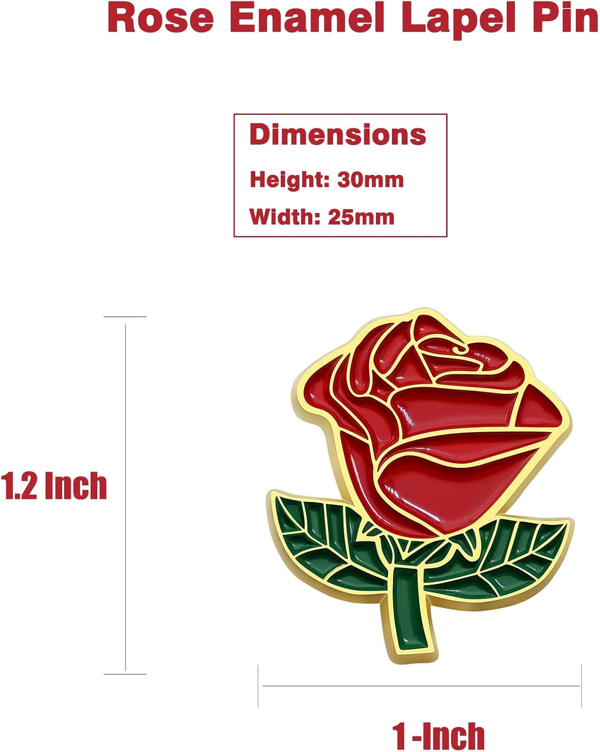 2/12/50/100Pcs Red Rose Flower Enamel Lapel Pin 1.2“ -Brooch Badge For Men Women Clothes Bags Hats